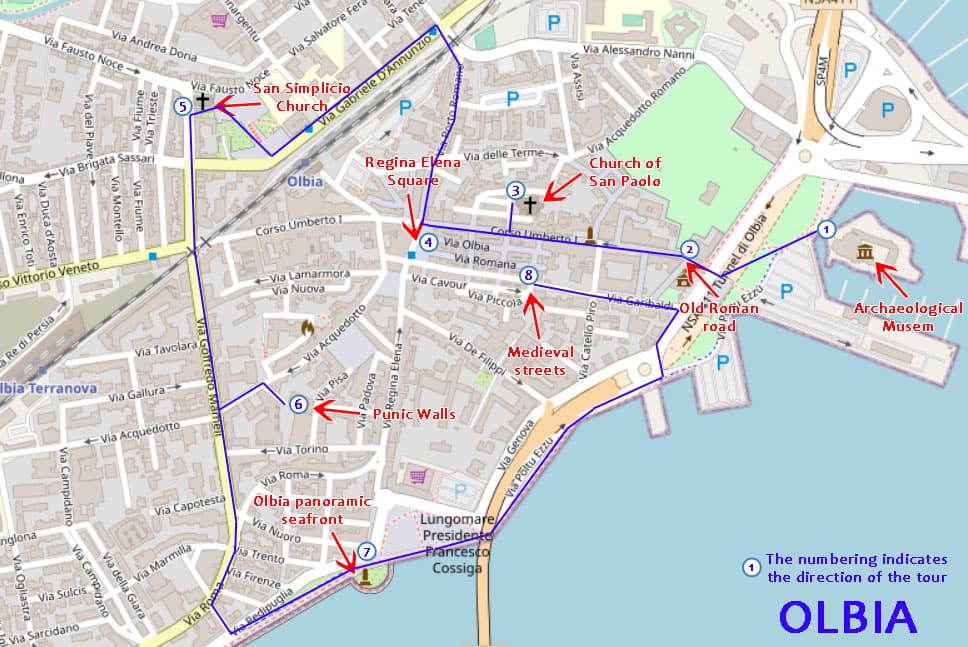 Olbia Reiseroute