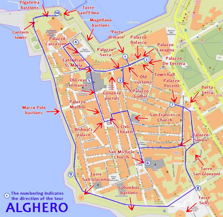 Alghero Reiseroute
